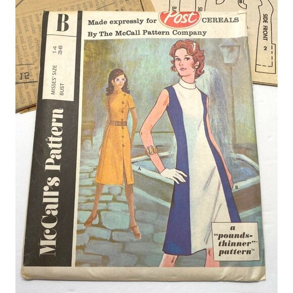 McCalls 2754 Dress Pattern Size 14 Vintage Post Cereal B Version Uncut 1970s - Picture 2 of 7